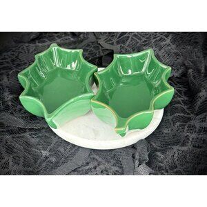 vintage Dansk "Holly" pattern ceramic dishes, designed as appetizer or candy ser